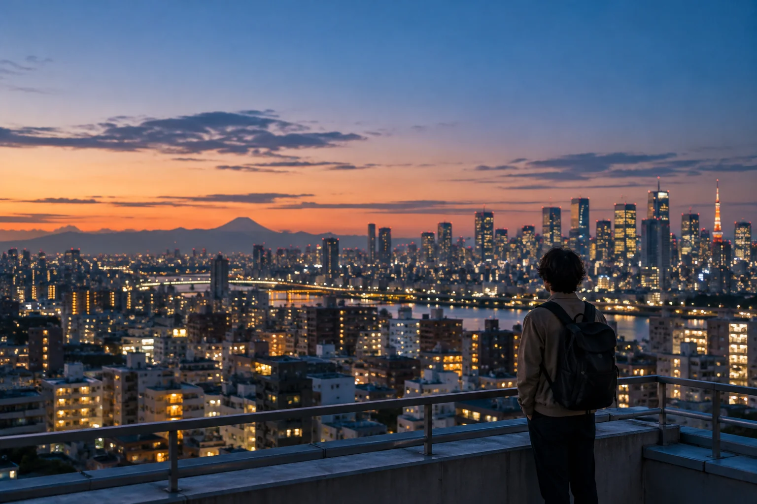 東京の街並みを見渡す週末の夕景